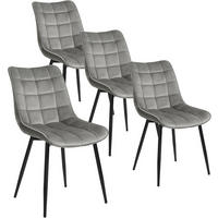 ESSZIMMERSTUHL 4er Set, Samt, Metallbeine, Hellgrau - Hellgrau/Schwarz, Textil/Metall (46/85.5/40.5cm) - Woltu