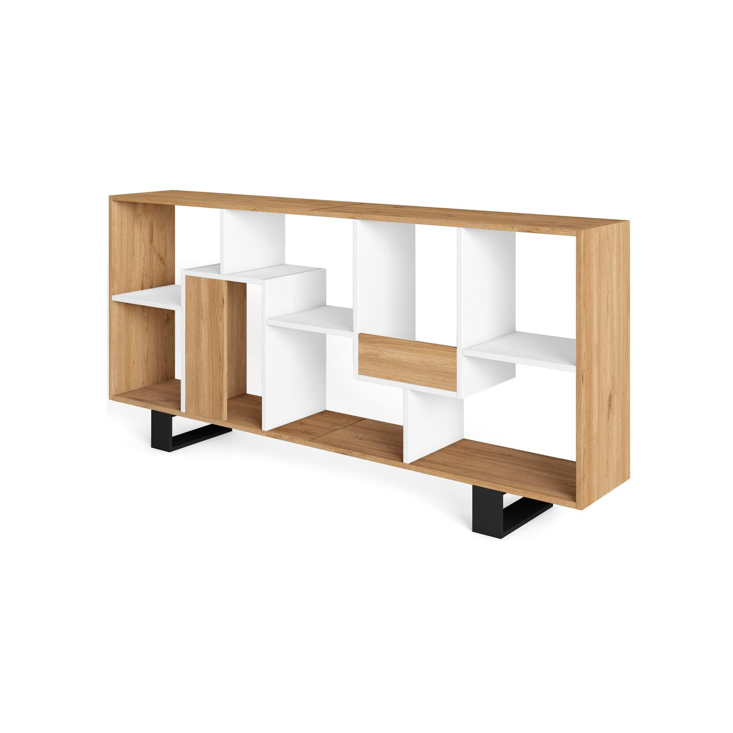 REGAL Bibliothek, Eiche und weiß, 67/31/174cm - Eichefarben/Weiß, Holzwerkstoff (67/174/31cm) - Skraut Home