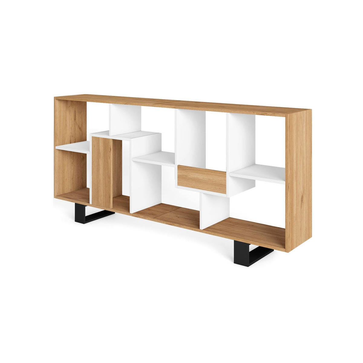 REGAL Bibliothek, Eiche und weiß, 67/31/174cm - Eichefarben/Weiß, Holzwerkstoff (67/174/31cm) - Skraut Home