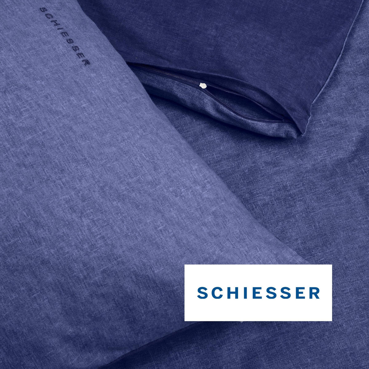 BETTWÄSCHESET Doubleface - Feinbiber - 2-teilig - 155 x 220 cm - Blau - Blau, Textil (155/220cm) - SCHIESSER