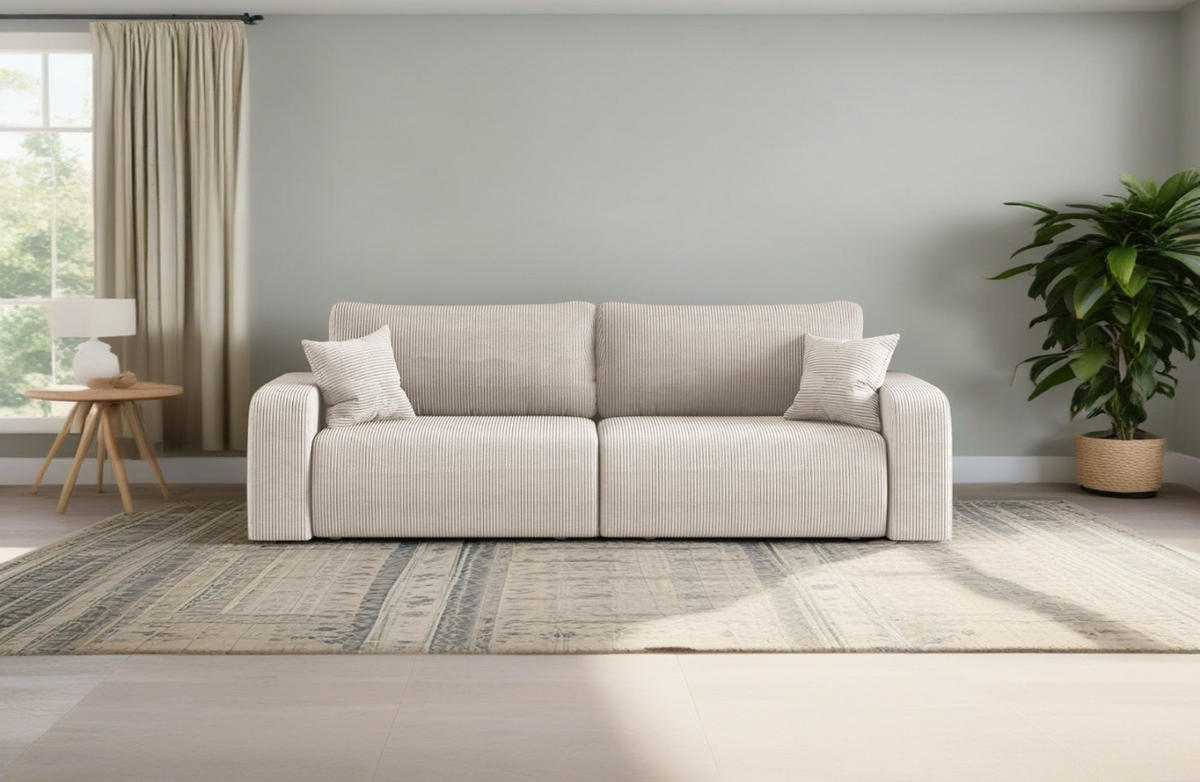 SCHLAFSOFA MILANO und Bettkasten Stoff Poso Beige - Beige, Holz (246/83/98cm) - Kaiser Möbel