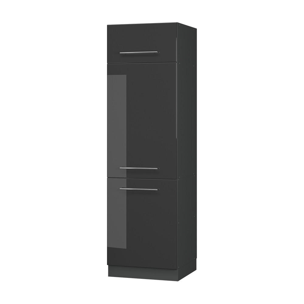 KYLSKÅP Fame-Line Antracit högblank 60 cm Svart högglans, Antracit 206.8/60/58.1 cm