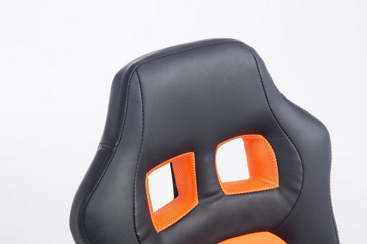 BÜROSTUHL Funny, Kunstleder Schwarz/Orange - Orange, Kunststoff/Textil (56/93/59cm) - TPFLiving