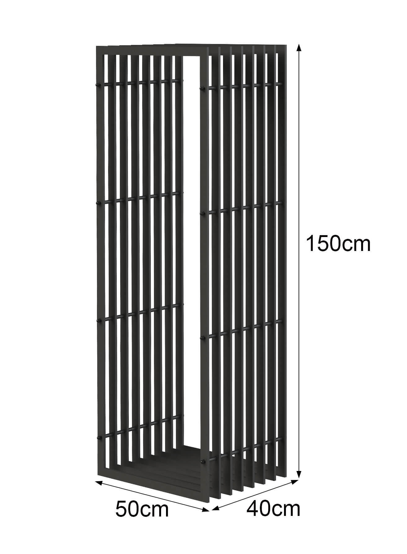 KAMINHOLZREGAL Metall Schwarz 150 cm 96430 - Schwarz, Metall (50/150/40cm) - DanDiBo