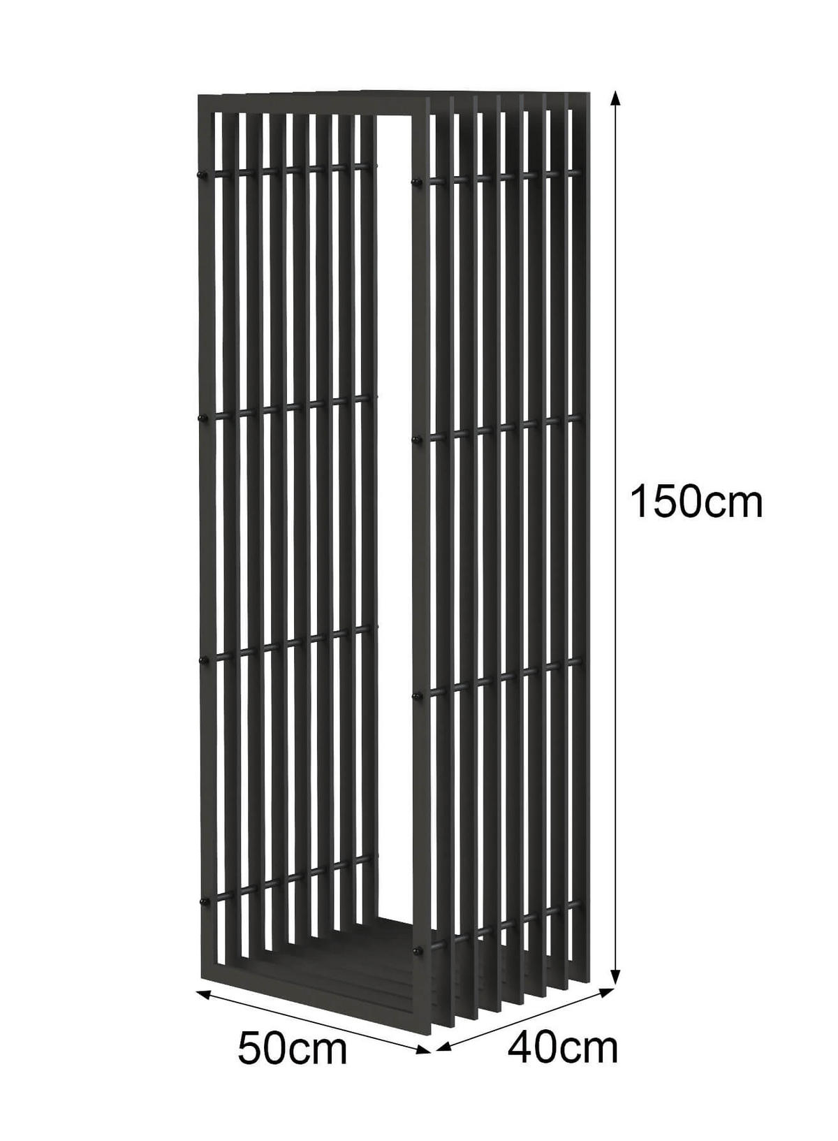 KAMINHOLZREGAL Metall Schwarz 150 cm 96430 - Schwarz, Metall (50/150/40cm) - DanDiBo