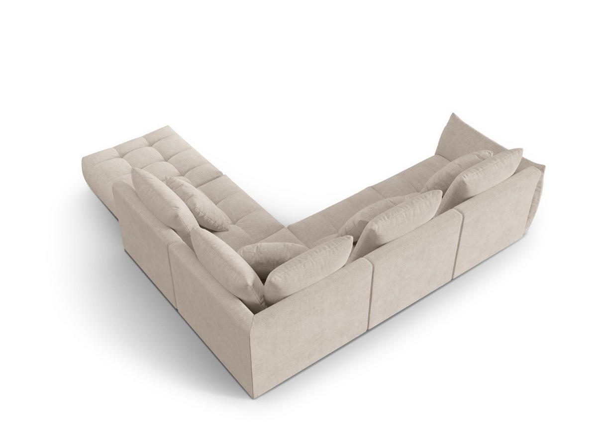 ECKSOFA modular rechts Bloom aus strukturiertem Stoff dunkelbeige 4 Sitzplätze - Mokka, Textil (310/316cm) - Micadoni