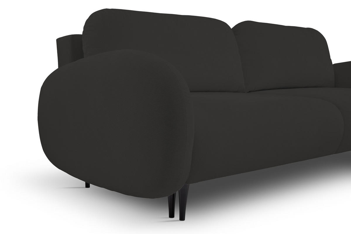 SOFA SOFT RunAgin Mit Schlaffunktion Und Bettkasten, PUR-Schaum, Schwarze Kunststofffüße, lose Rückenkissen, freistehend, 232x109x95 cm Black - Schwarz, Holz/Textil (232/95/109cm) - DomoHome