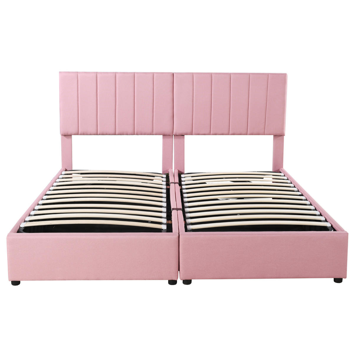 POLSTERBETT 180/200 cm mit hydraulischem Stauraum, 2-in-1 umbaubar und verstellbarem Kopfteil, Rosa - Pink, Textil (180/200cm) - Redom