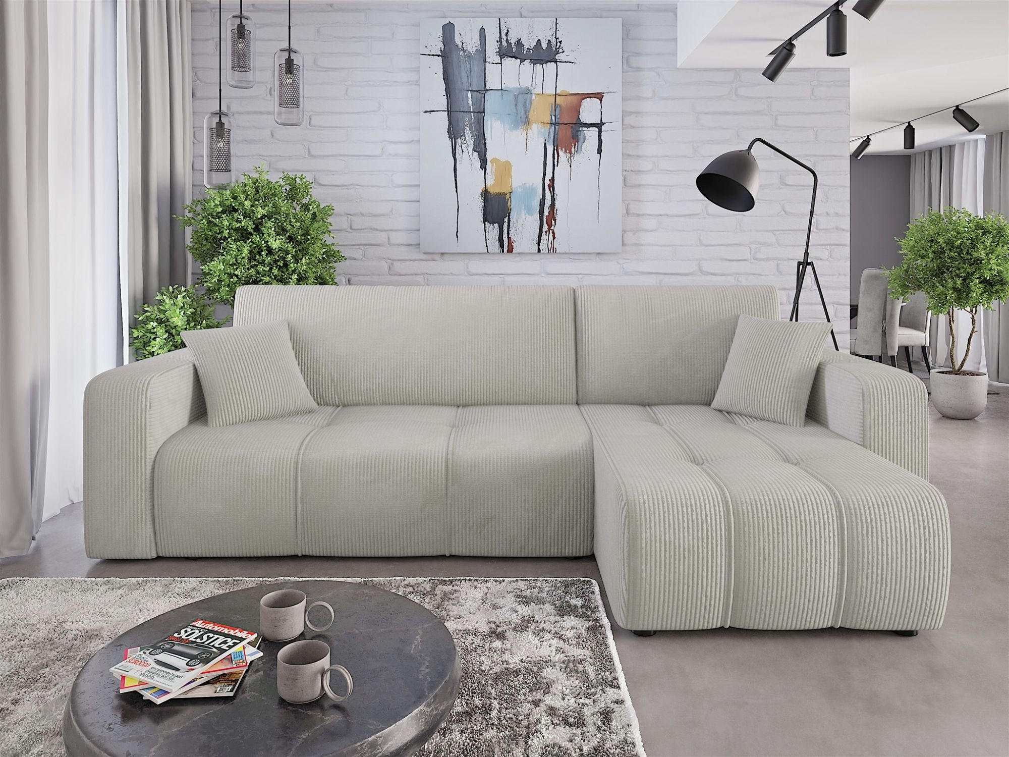 ECKSOFA Dagny Mit Schlaffunktion - Hellgrau, Holzwerkstoff/Textil (248/146cm) - Fun Möbel