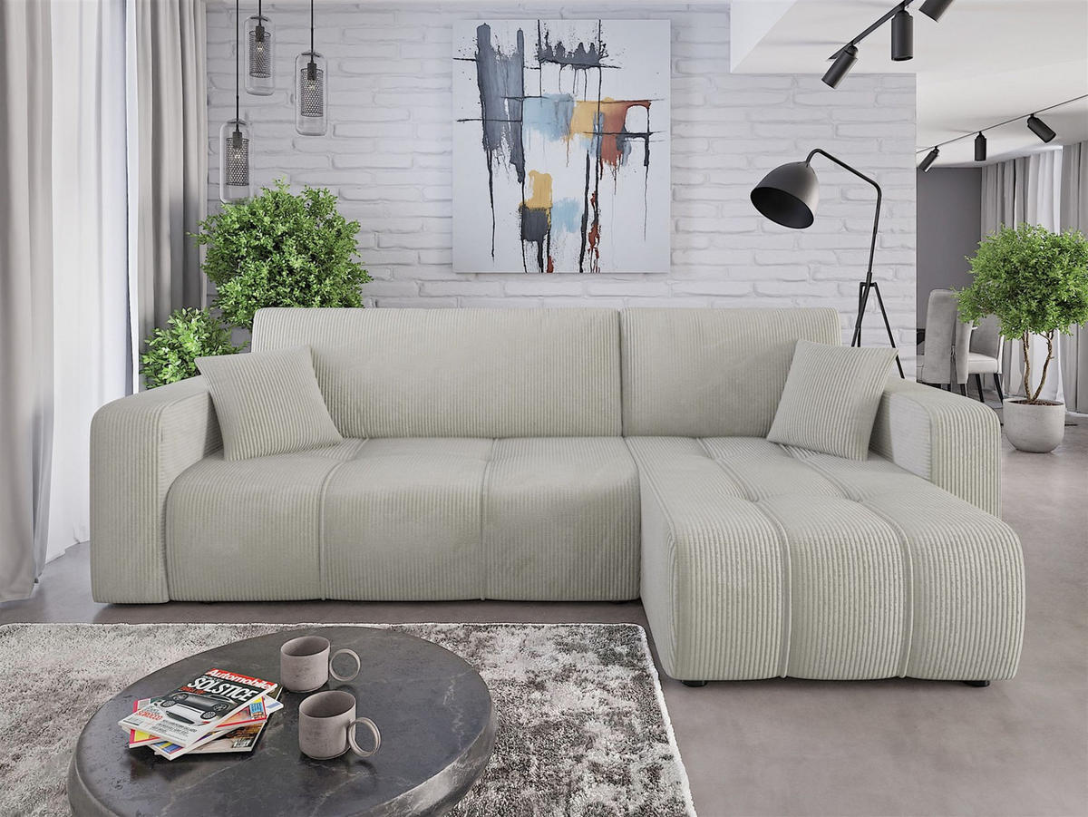ECKSOFA Dagny Mit Schlaffunktion - Hellgrau, Holzwerkstoff/Textil (248/146cm) - Fun Möbel