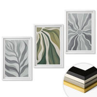 WANDBILDER 3er-Set - 40x60 cm Weißer Rahmen - Pflanzenmuster in Grün - Weiß, Kunststoff (40/60cm) - ArtPrintCave