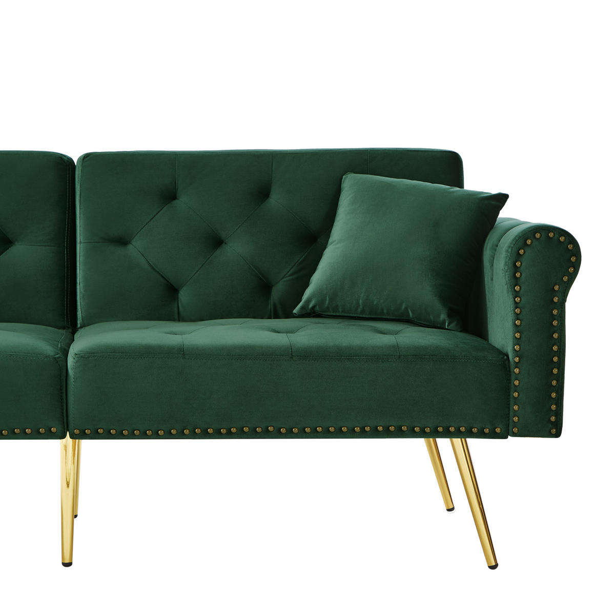 SCHLAFSOFA mit 3-fach verstellbarer Rückenlehne 147x85 cm Samt Antikgrün - Grün, Kunststoff (173/70/75cm) - Meubliv
