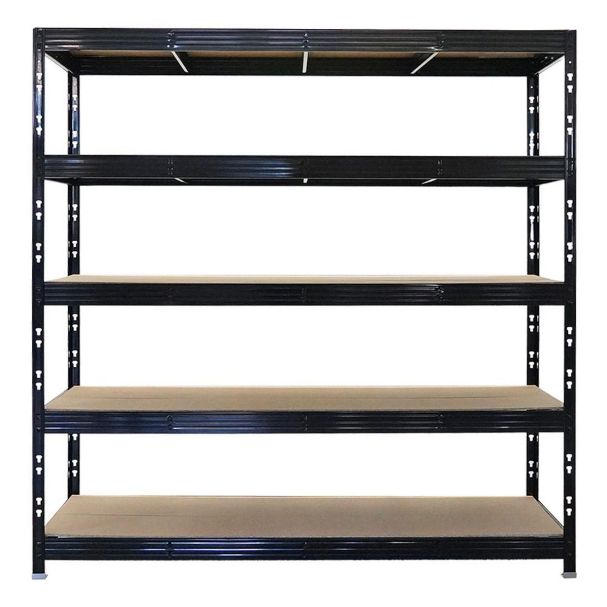 SCHWERLASTREGAL Rhino 200x200x60 cm 5 Spanplatten-Ebenen 8mm Fachlast 500 kg Schwarz - Schwarz, Metall (200/200/60cm) - PROREGAL