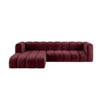 ECKSOFA Modulares In L-Form, Velvet-Stoff Riviera, Rotwein, Links, GRAND 287 cm - Dunkelrot, Holz (287/179cm) - Kaiser Möbel
