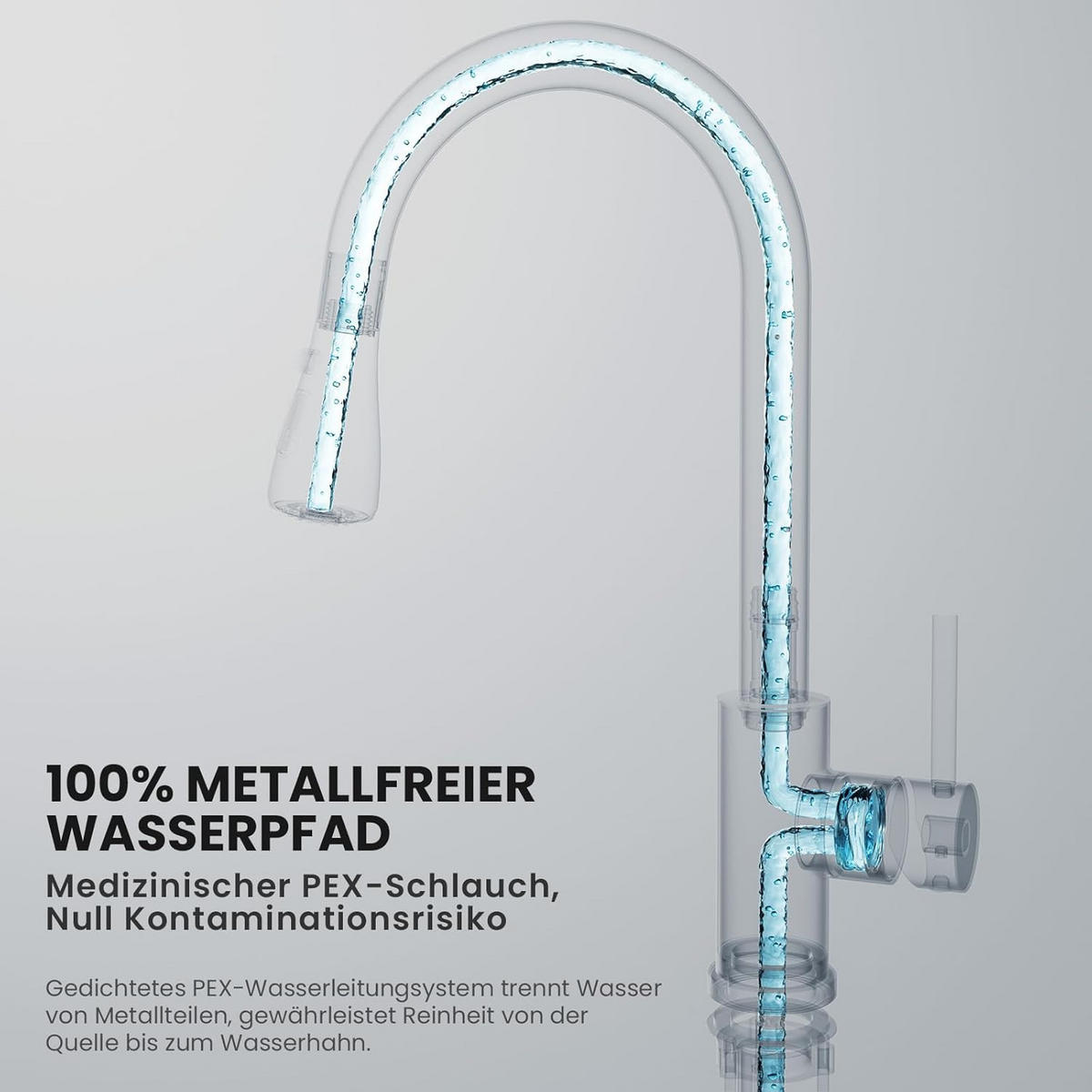 BADEZIMMERARMATUR mit zwei 60 cm langen Zulaufrohren, 403 mm hoch, silber. - Silberfarben, Metall (61/6.5/28cm) - Vallsero