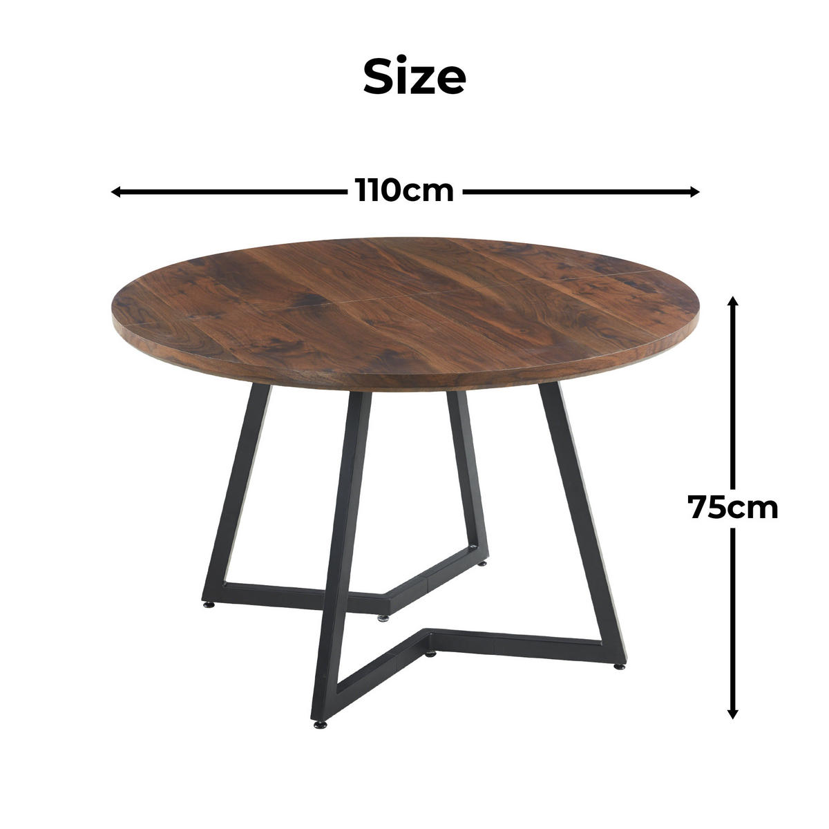 ESSTISCH 110/110/75 cm walnuss aus MDF mit Metallgestell - Walnussfarben, Holzwerkstoff (110/110/75cm) - OKWISH