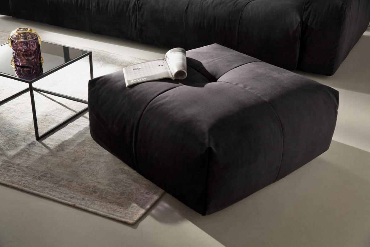 POLSTERHOCKER PALACE Schwarz Velvet - Schwarz, Textil (86/41/86cm) - KAWOLA