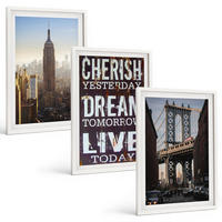 BILDER SET 3er Set - 40x60 cm Weißer Rahmen - Zitat über New Yorker Landschaften - Weiß, Kunststoff (40/60cm) - TULUP