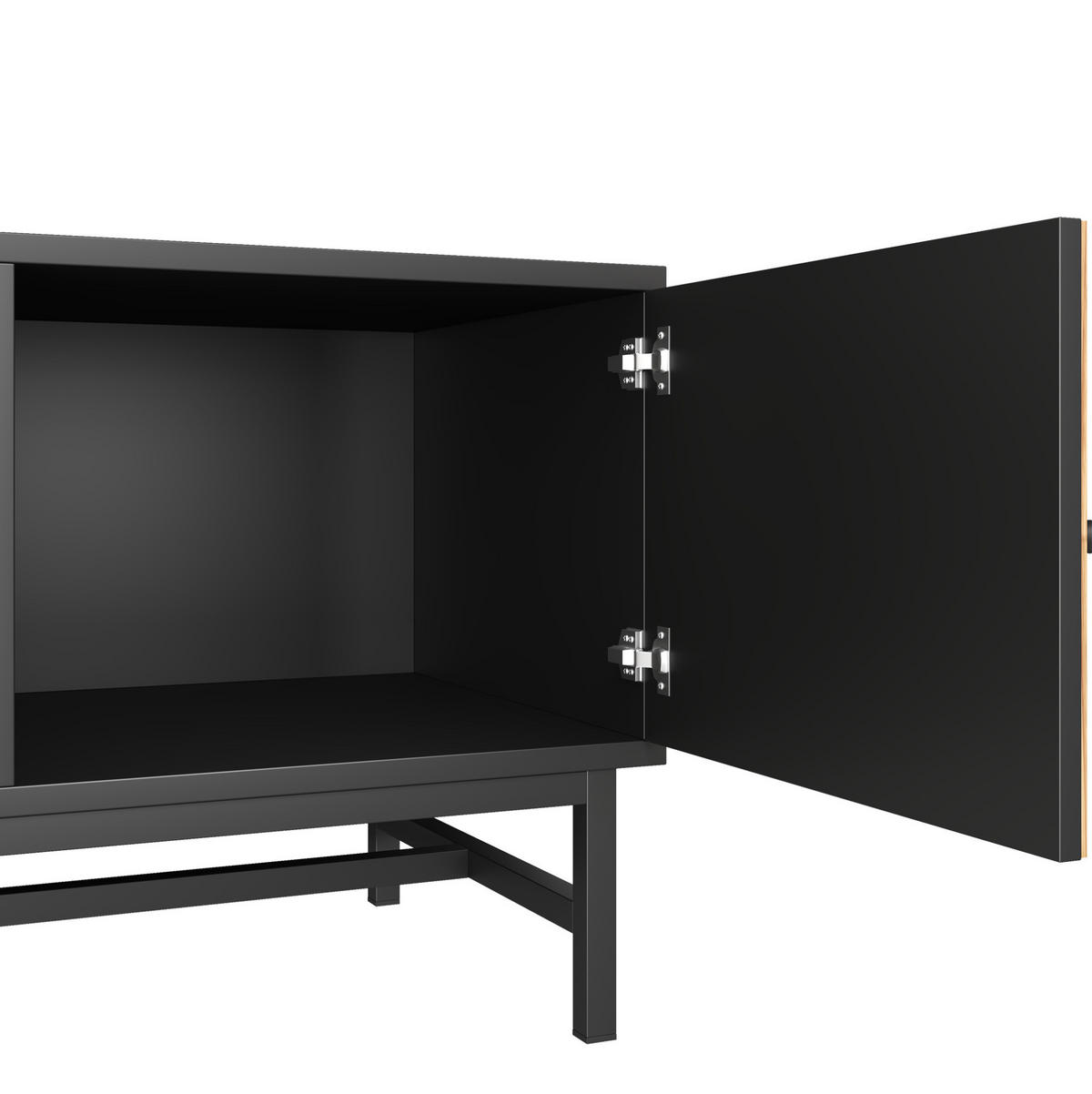 TV-SCHRANK 150/38/55 cm schwarz/natur aus Eisen und Spanplatte mit Stauraum - Hellbraun, Holzwerkstoff (150/55/38cm) - OKWISH