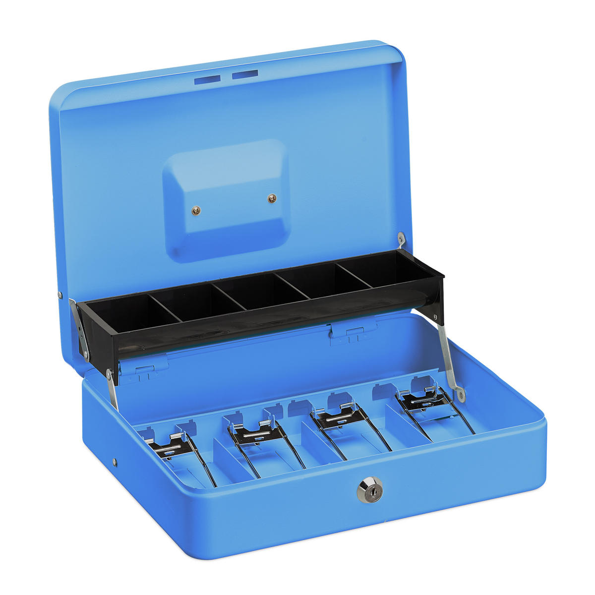 POKLADŇA - modrá, kov/plast (30.5/8.5/24.5cm) - Relaxdays