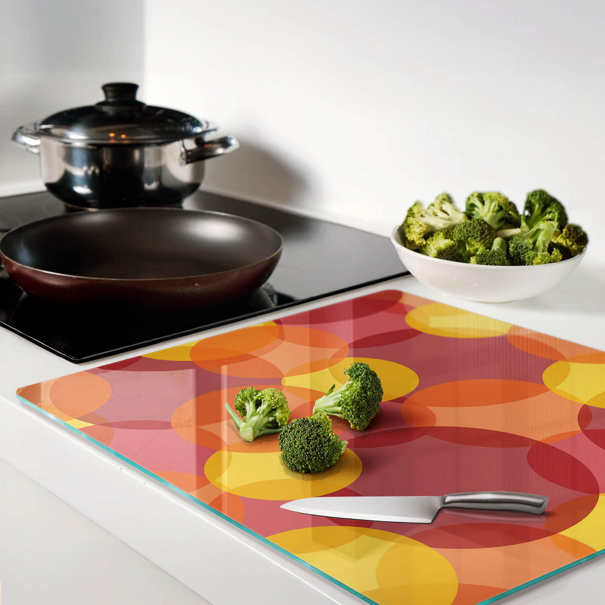 GLASPLATTE 60x52 cm Farbige Kreise - Multicolor, Glas (60/0.4/52cm) - TULUP