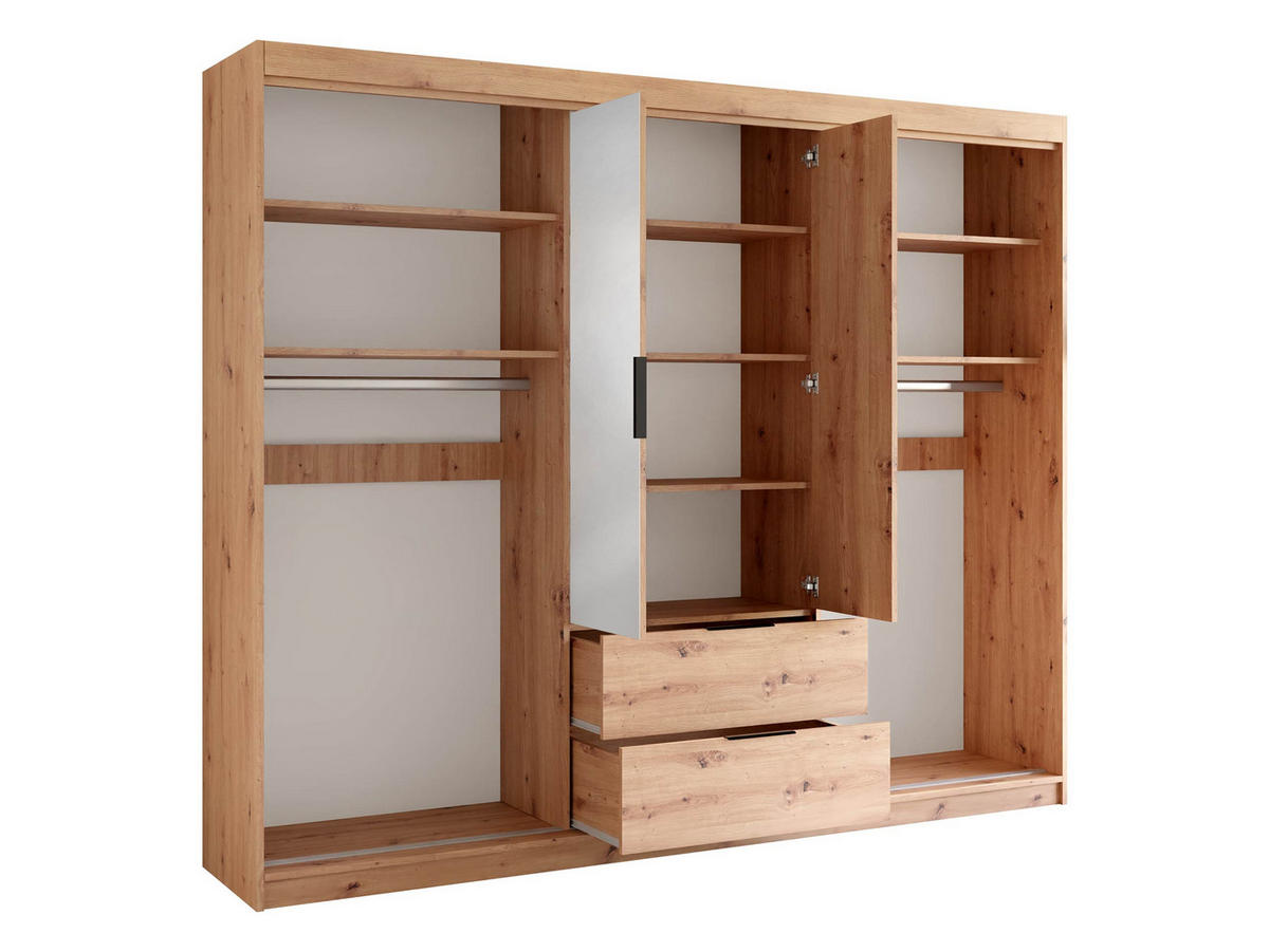 KLEIDERSCHRANK Majorka 250 - Schwarz/Eiche Artisan, Holzwerkstoff/Kunststoff (250/213/60cm) - MIRJAN24