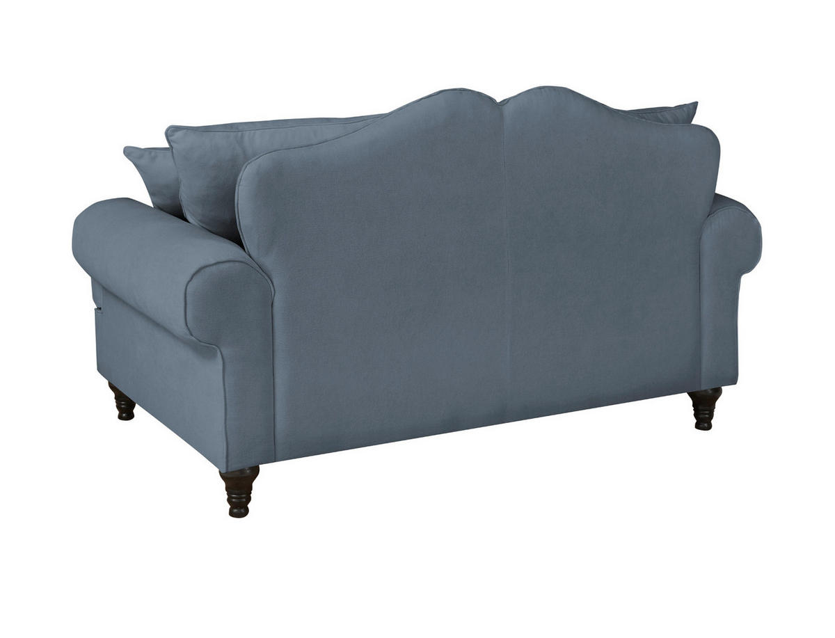 SOFA blau Landhaus, Couch 2-Sitzer 170 cm - Blau, Holz/Textil (170/95/100cm) - Furn.Design