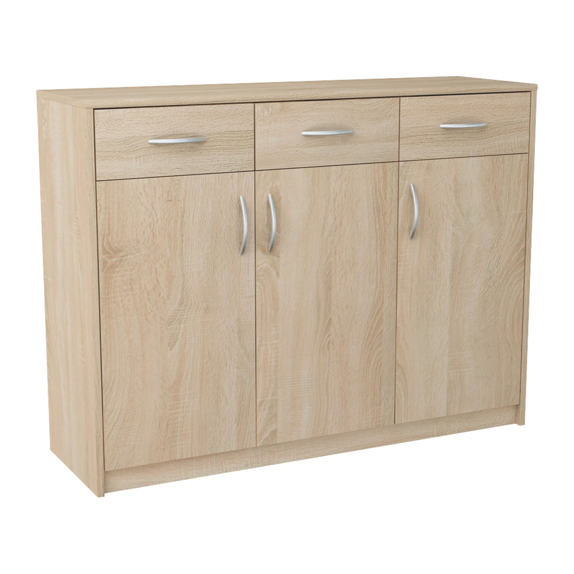KOMMODE mit 3 Türen und 3 Schubladen - Hellbraun, Holzwerkstoff (110/85/35cm) - Home Collective