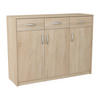 KOMMODE mit 3 Türen und 3 Schubladen - Hellbraun, Holzwerkstoff (110/85/35cm) - Home Collective