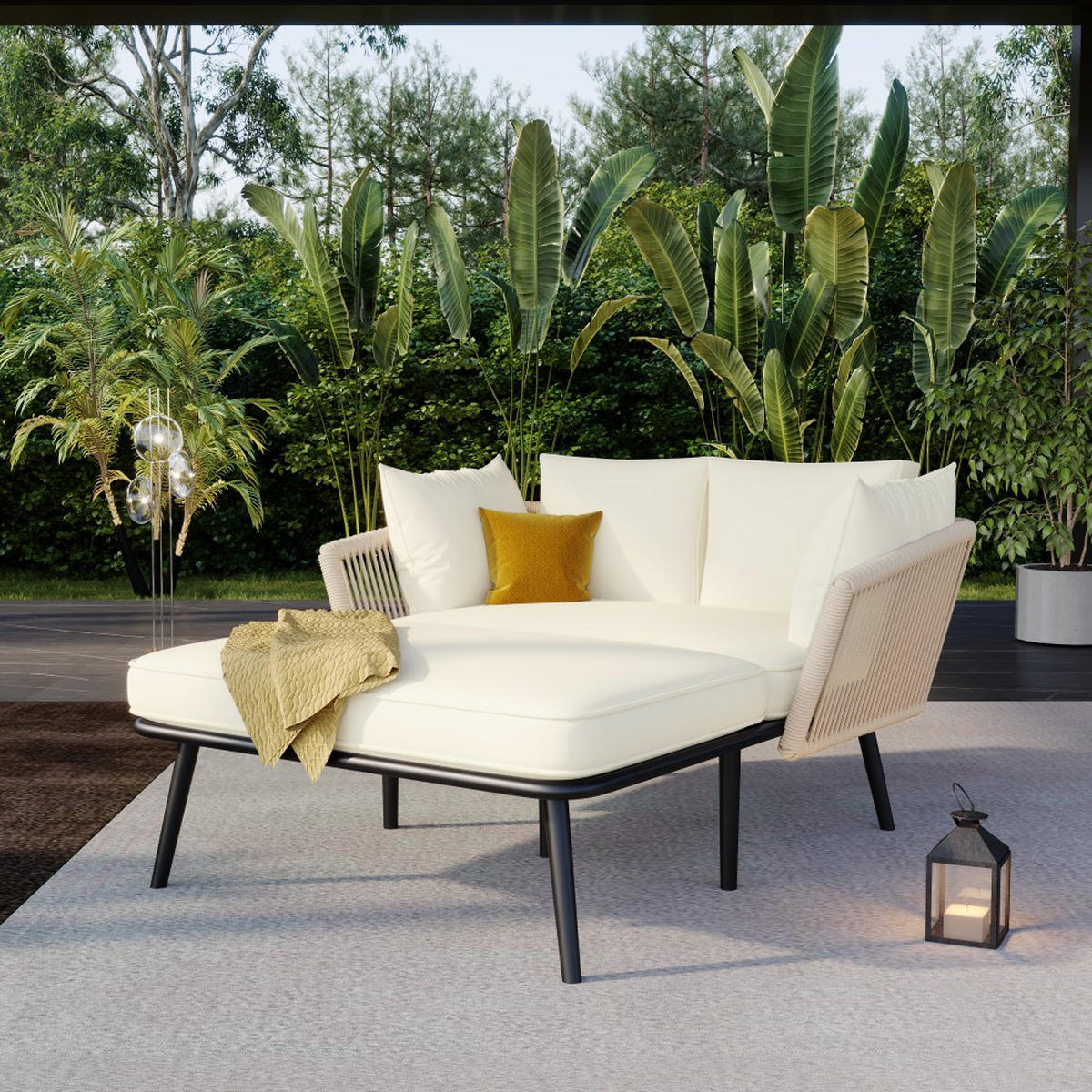 LOUNGESOFA mit 2 Kissen und 2 Polster，Beige - Beige, Textil (130/67/120cm) - KOMHTOM