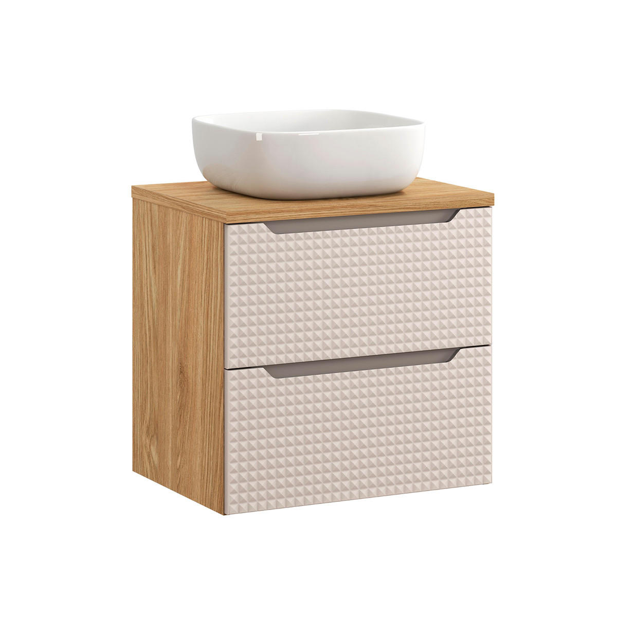 KOUPELNOVÝ NÁBYTEK 60cm Mallory 2er-Set Béžová a dřevo - hnědá, kompozitní dřevo (60/59.5/46cm) - Petits-meubles