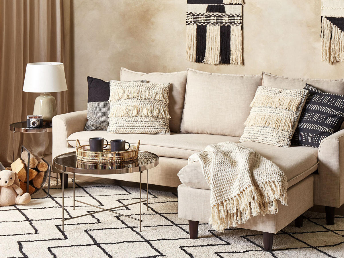 DEKOKISSEN 2er-Set Beige 45/45 cm Iresine - Beige, Naturmaterialien/Textil (45/45cm) - Beliani