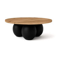 COUCHTISCH BELLY runder 60 cm im modernen Stil (Eiche Wotan/Schwarz) - Eiche Wotan/Schwarz, Holz (60/60/27cm) - Dekori_Interiors