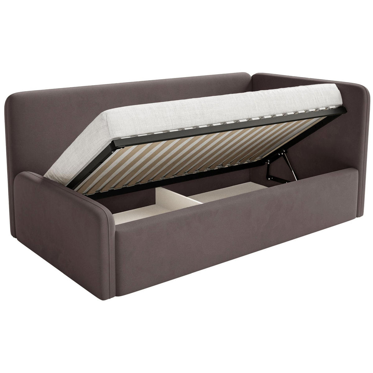 KINDERBETT Fanko Samt Braun 90x200 cm - Schwarz/Braun, Kunststoff/Textil (90/200cm) - Selsey