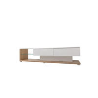 TV Lowboard LED, Glasregale, Schubladen, Weiß - Weiß, Holz (170/38/36cm)