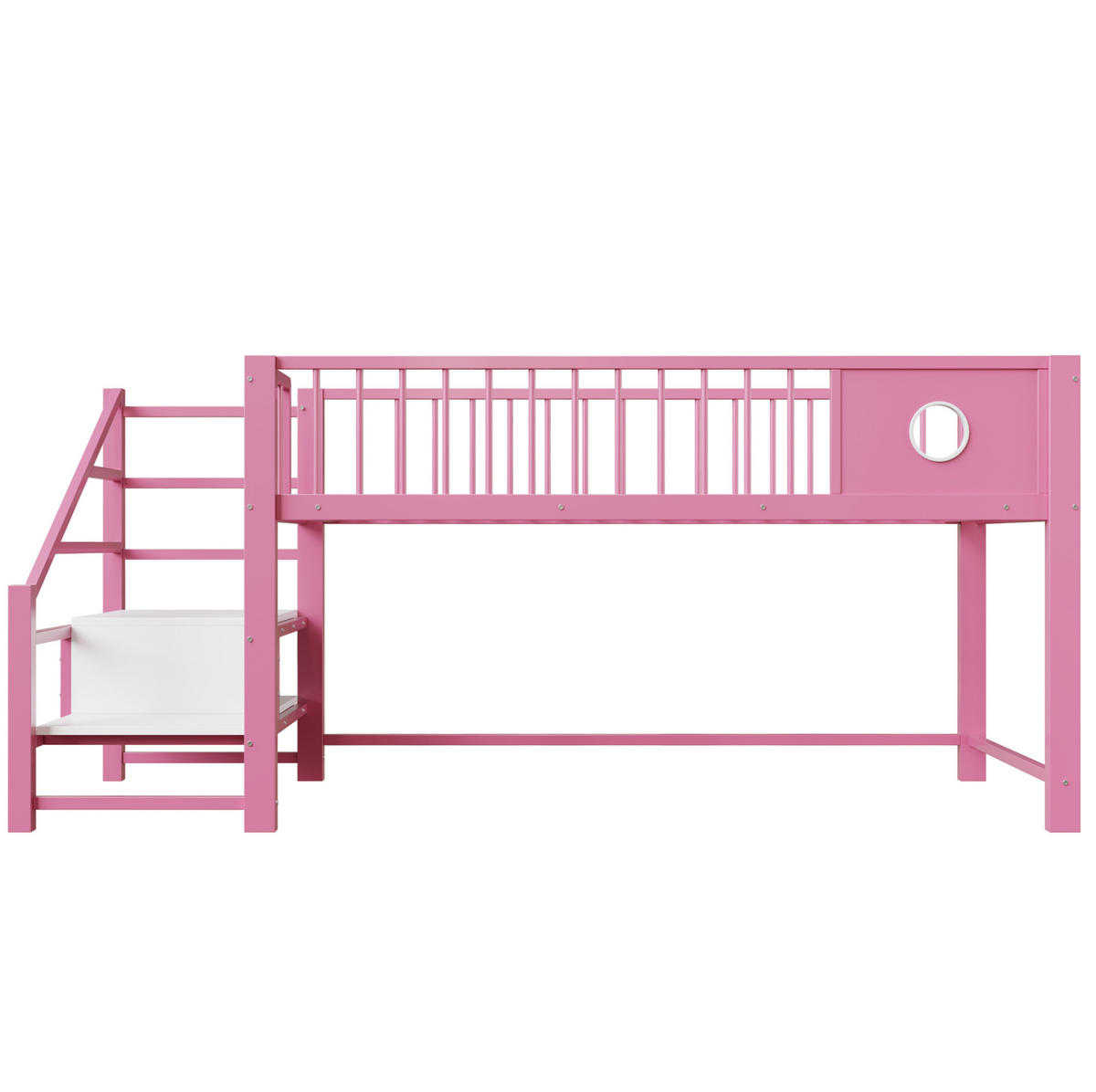 KINDERHBETT 90/200 cm mit Stauraumleiter und Metallgestell, Rosa - Rosa, Metall (90/200cm) - Redom