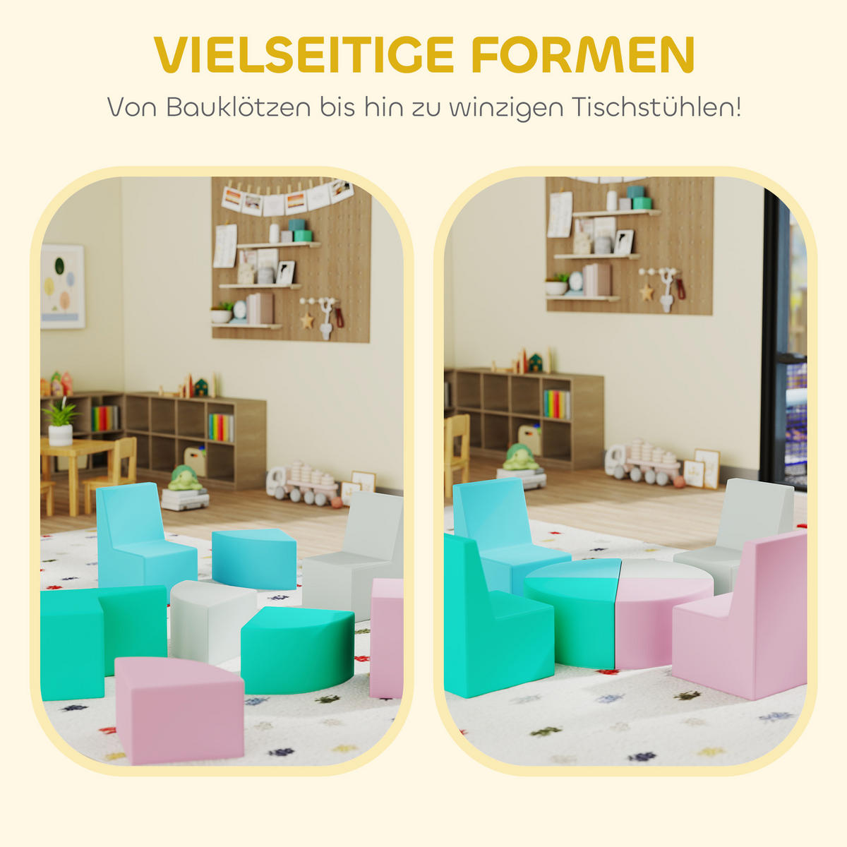 SOFTBAUSTEINE PU EPE Mehrfarbig - Multicolor, Kunststoff (150/150cm) - AIYAPLAY