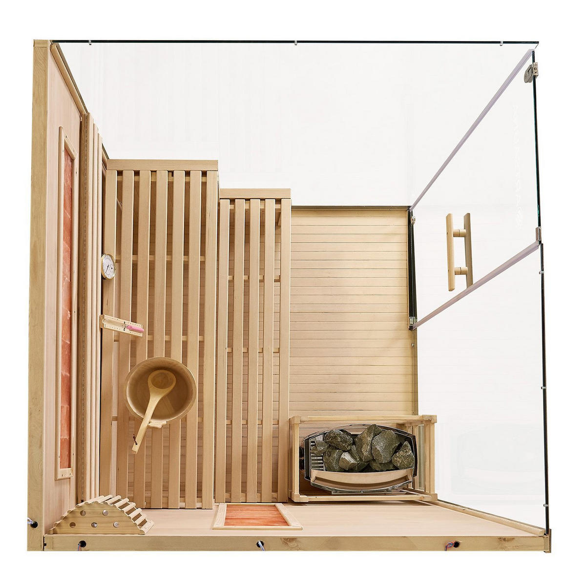 SAUNA Vantaa 175 x 140 cm mit 8 kW Saunaofen - Naturfarben, Holz (140/190/175cm) - Artsauna