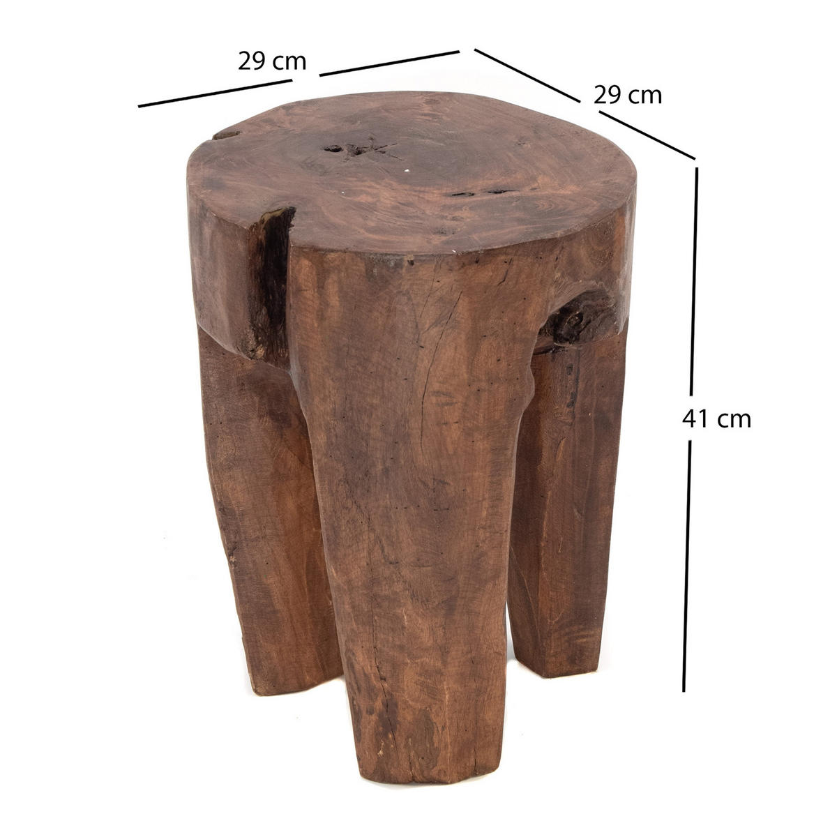 HOCKER LOG 41x29x29 cm, Massivholz dunkelbraun - Braun, Holz (29/41/29cm) - DESIGN DELIGHTS