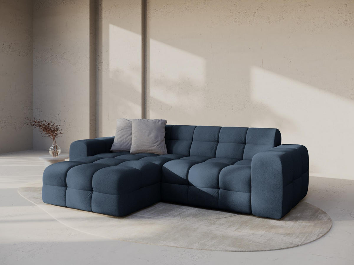 ECKSOFA links Kendal aus strukturiertem Stoff marineblau 4 Sitzplätze - Blau, Textil (173/256cm) - Micadoni