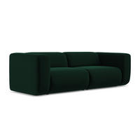 3-SITZER SOFA Samt Stoff Grün - Dunkelgrün/Schwarz, Kunststoff/Textil (228/70/89cm) - Makamii