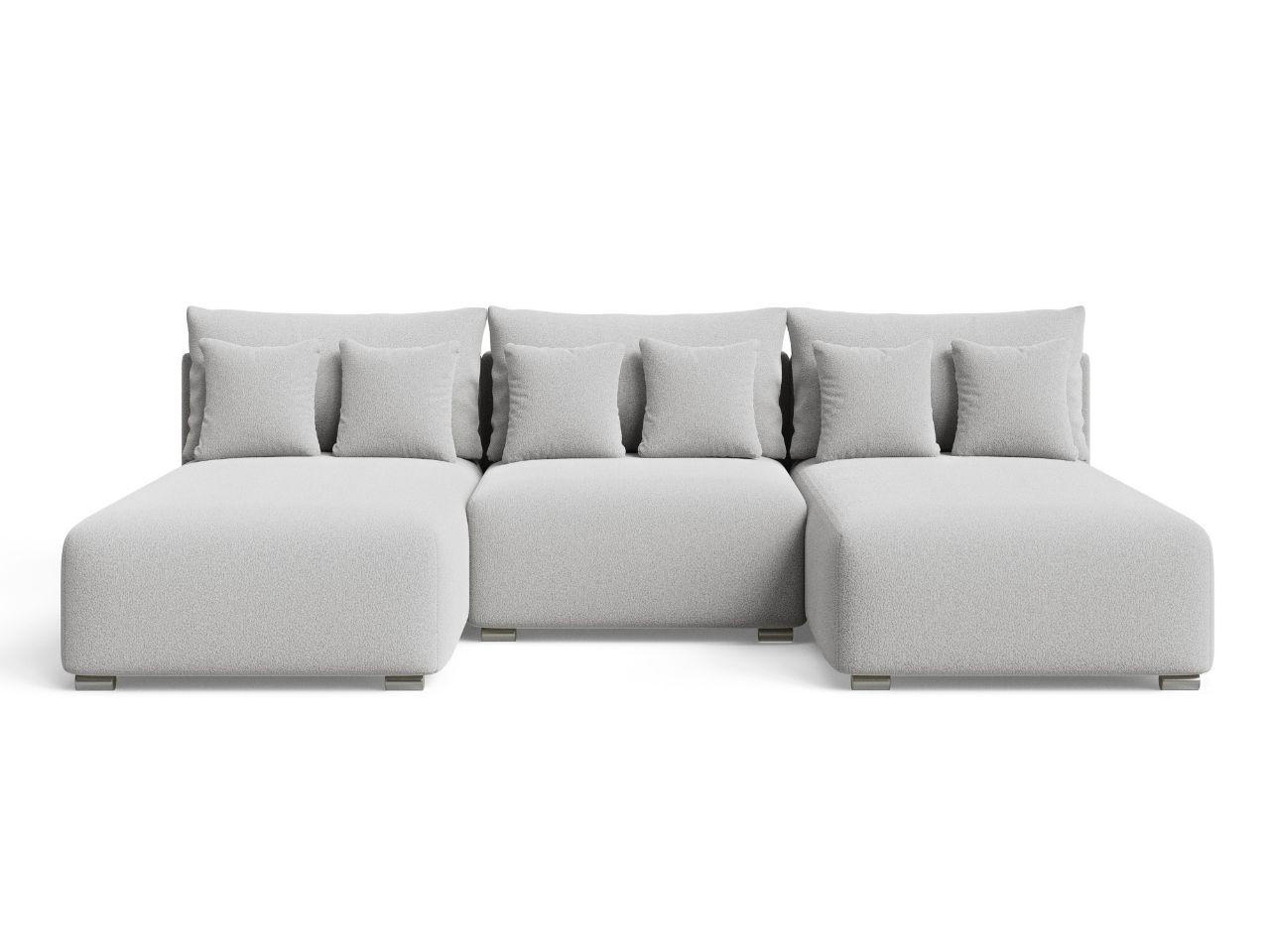 ECKSOFA Ronni U Bouclé-Stoff Grau - Grau, Holz/Textil (300/190cm) - Graingold