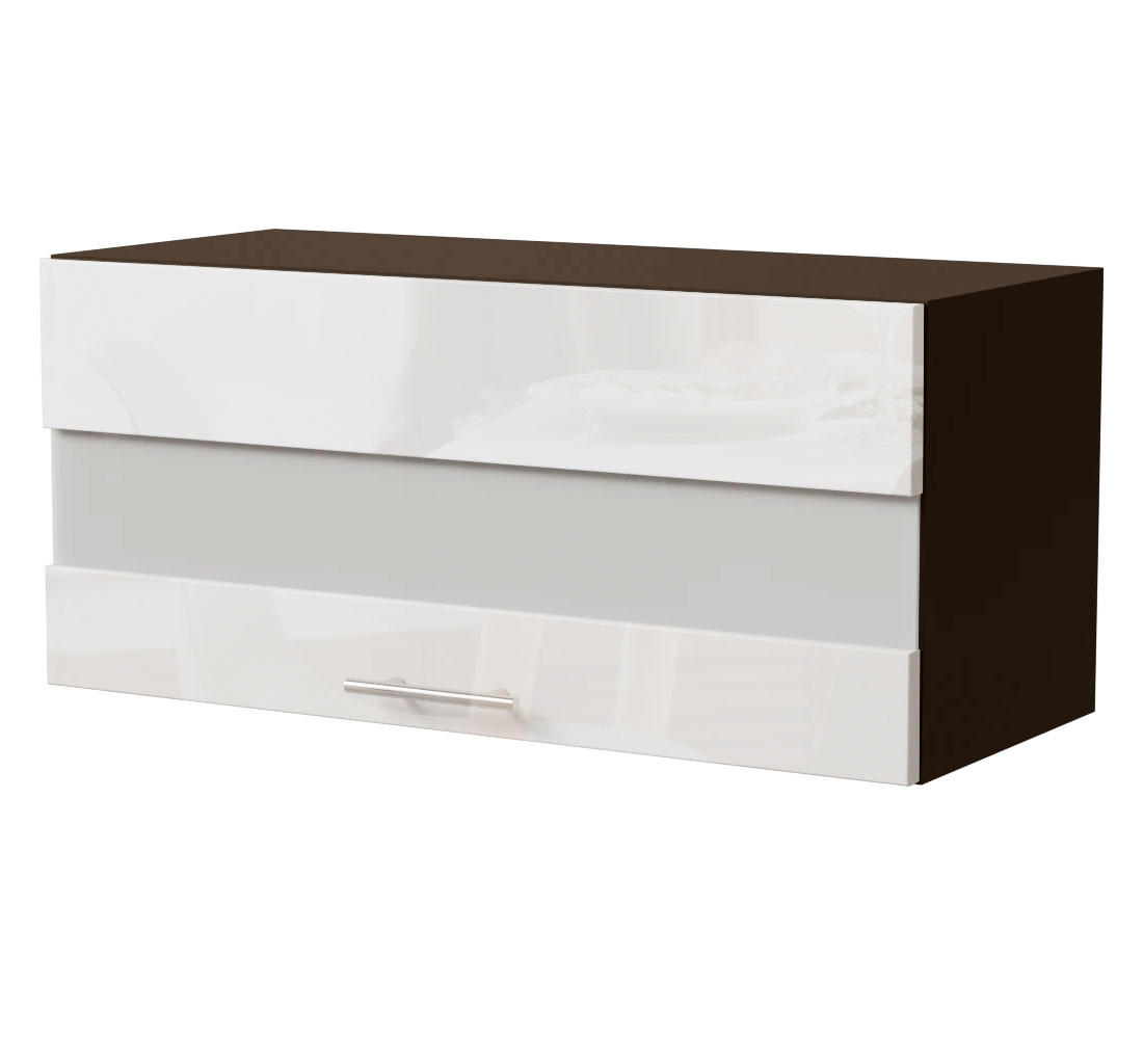 Feldmann-Wohnen Klapphängeschrank Weiß Hochglanz, Dunkelgrau 80x36x32.5 cm