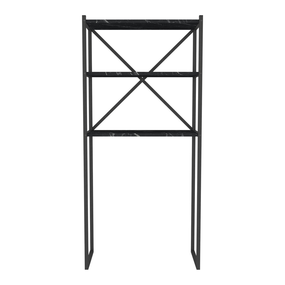BADEZIMMERREGAL Askersund - Schwarz, Holzwerkstoff/Metall (66/160/34cm) - [en.casa]