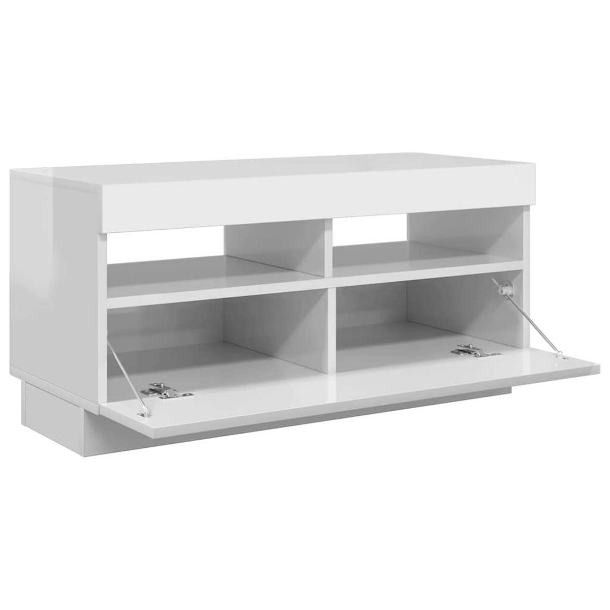 TV-SCHRANK Mit Led-Leuchten Hochglanz-Weiss 80/35/40 Cm - Weiß, Holzwerkstoff (30/40/150cm) - vidaXL