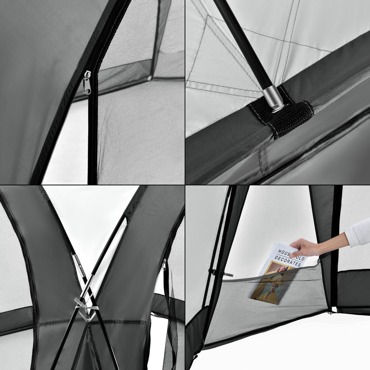 PAVILLON Grästorp - Dunkelgrau/Hellgrau, Textil (345/247/345cm) - pro.tec