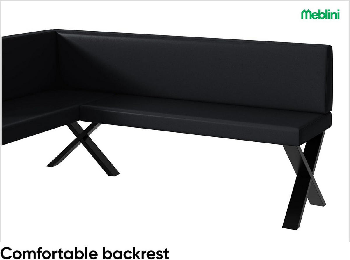 ECKBANK TONI_X - Schwarz, Leder (128/168cm) - Meblini