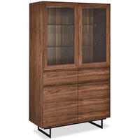 VITRINE Amerikanisches Walnussfurnier - Schwarz/Braun, Holz/Metall (110/190/45cm) - Furnhouse