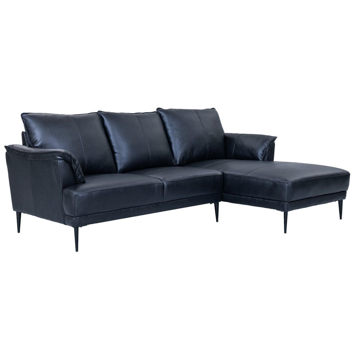 ECKSOFA Echtleder Schwarz - Schwarz, Leder/Metall (233/155cm) - Furnhouse