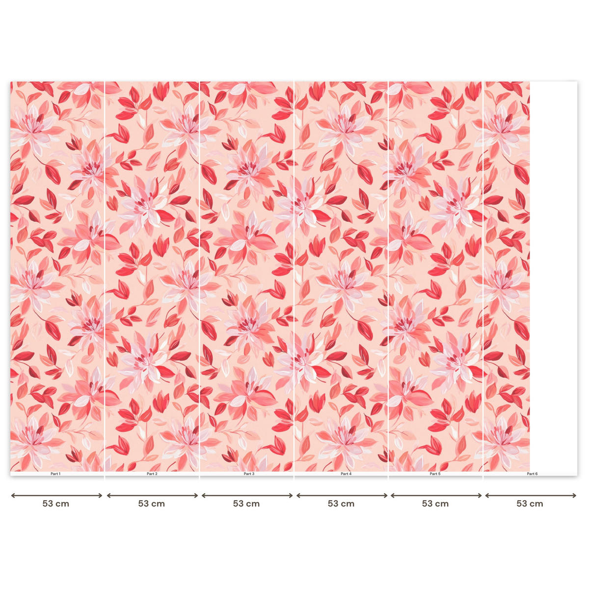 TAPETE - Botanisch - Blumen - Rot - 280x200 cm - Koralle, Papier (280/200cm) - OnlyWow